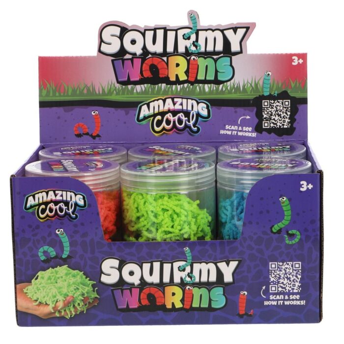 Amazing Cool Squirmy Worms in pot 3  assorti