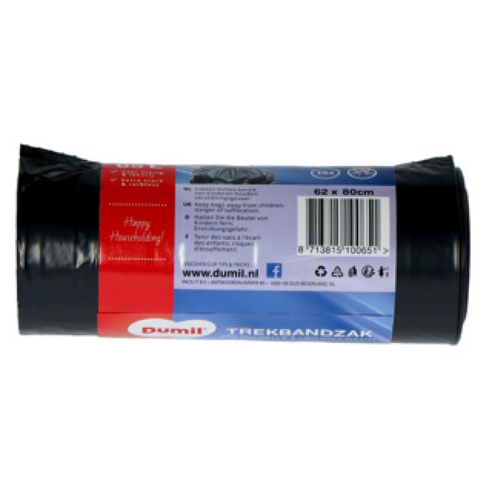 Dumil Afvalzakken met Trekband 65L 15 stuks - Afbeelding 4