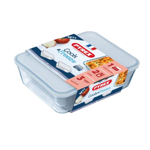 Pyrex Cook & Freeze Ovenschalen Rechthoek Set van 2 22 x 17 en 24 x19 cm