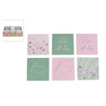 Onderzetter floral met tekst  assorti 10x10x0,7cm (assortiment – willekeurige uitvoering)