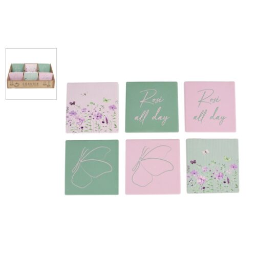 Onderzetter floral met tekst assorti 10x10x0,7cm (assortiment – willekeurige uitvoering)