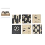 Onderzetter wine met tekst assorti 10x10x0,7cm (assortiment – willekeurige uitvoering)
