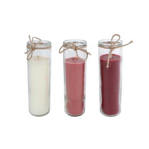 Kaars seed of life 3 assorti glas 5x5x17 cm (assortiment – willekeurige uitvoering)