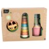 Jipy bioplastic Deluxe Giftset stapeltoren bad stapelbekertjes en speel ratelbal 3 delig