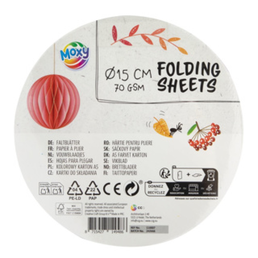 Vouwblaadjes Rond 15 Cm 100 Stuks 10 kleuren - Afbeelding 2