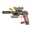 Alfafox Militair pistool met demper en zaklamp en  licht en geluid
