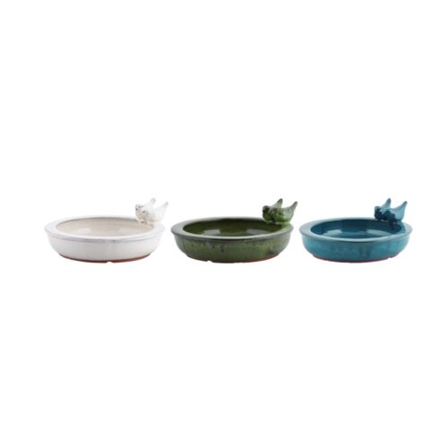 Esschert Design Vogelbad keramiek rond assorti (assortiment – willekeurige uitvoering)