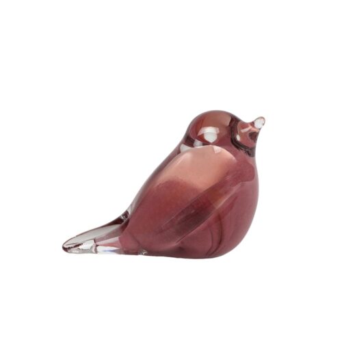 Sculptuur bird oud roze glas 11x6x7,5cm