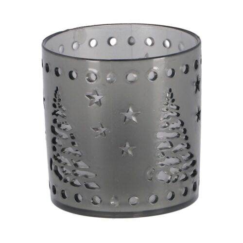 Theelichthouder LED 7,5 cm grijs