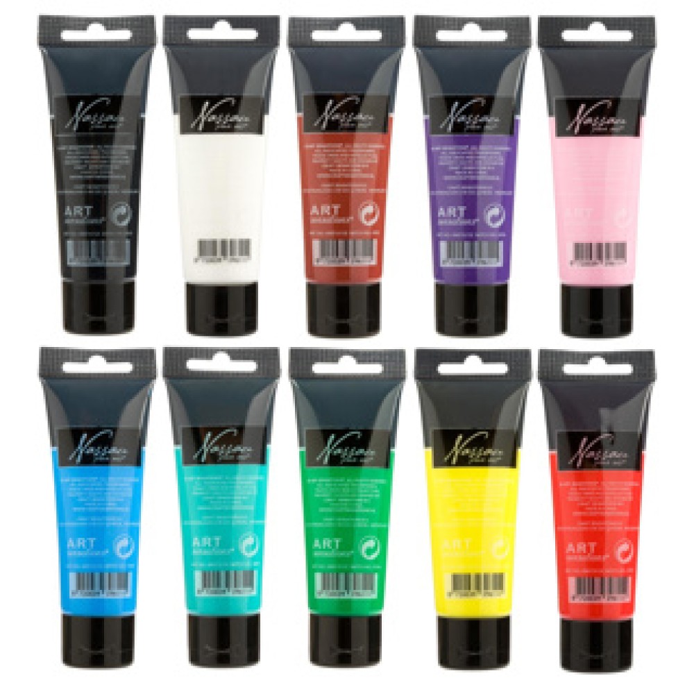 Acrylverf in tube 75ml 10 verschillende kleuren assorti - Afbeelding 2