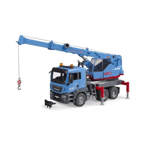 Vrachtwagen man met kraan blauw