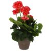 Kunstplant geranium perzik in pot grijs