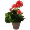 Kunstplant geranium perzik in pot grijs