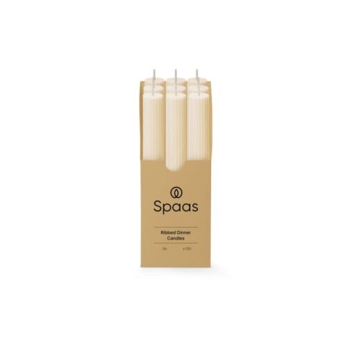 Spaas ribbed diner kaars 10 uur - Ivory
