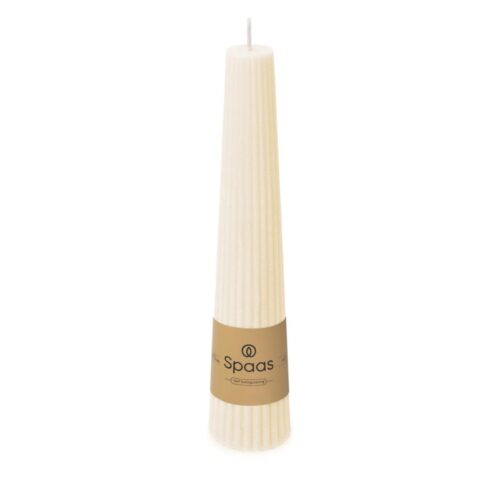 Spaas ribbed kaars obelisk 25 uur - Ivory