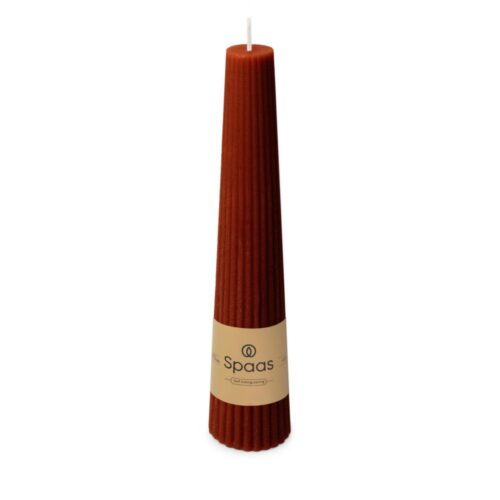 Spaas ribbed kaars obelisk 25 uur - Bordeaux