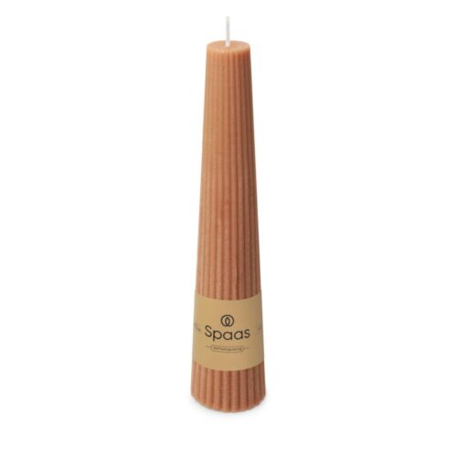 Spaas ribbed kaars obelisk 25 uur - Beige