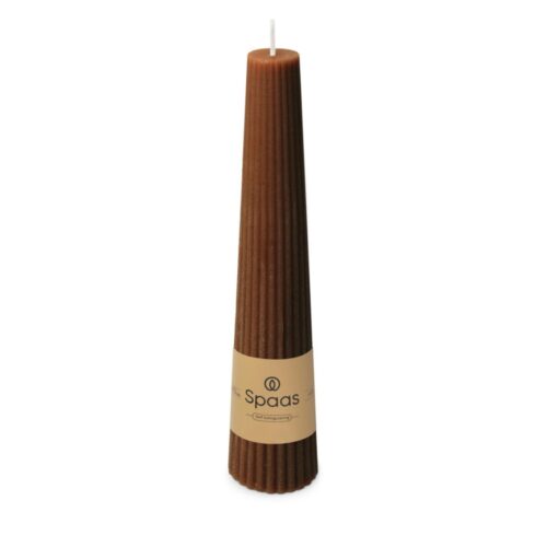Spaas ribbed kaars obelisk 25 uur - Brown