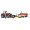 Bruder Tractor Massey Ferguson 7480 Met Houttransport Aanhanger