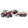 Bruder Tractor Massey Ferguson 7480 Met Houttransport Aanhanger