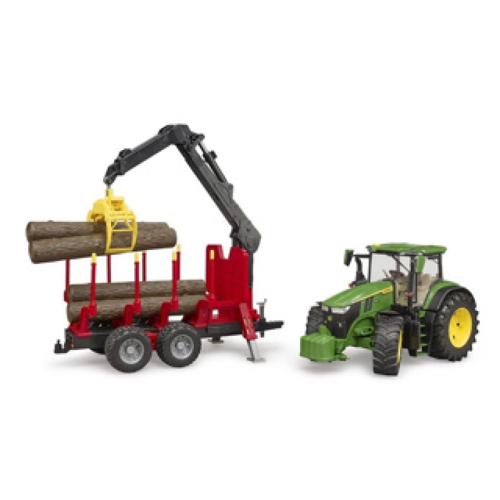 Bruder Tractor John Deere 7R 350 Met Boomaanhanger - Afbeelding 3