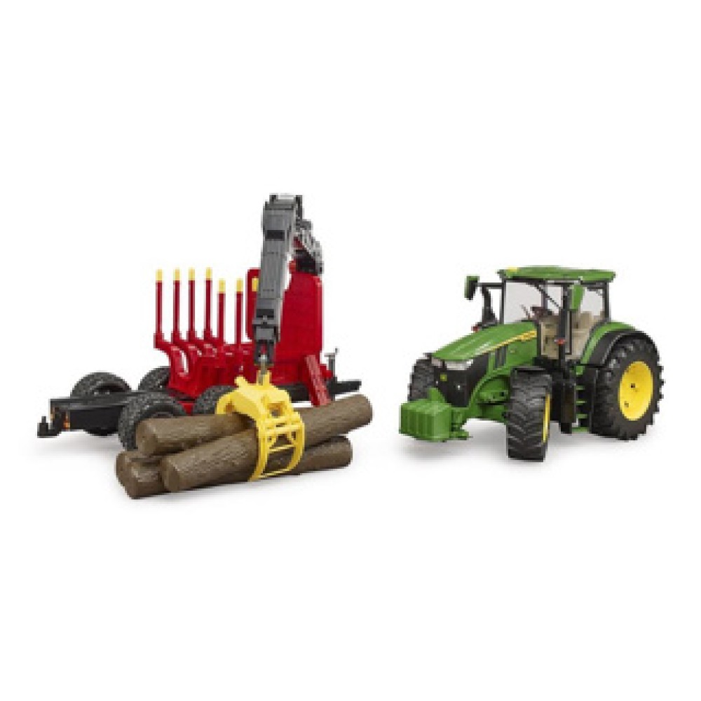Bruder Tractor John Deere 7R 350 Met Boomaanhanger - Afbeelding 4
