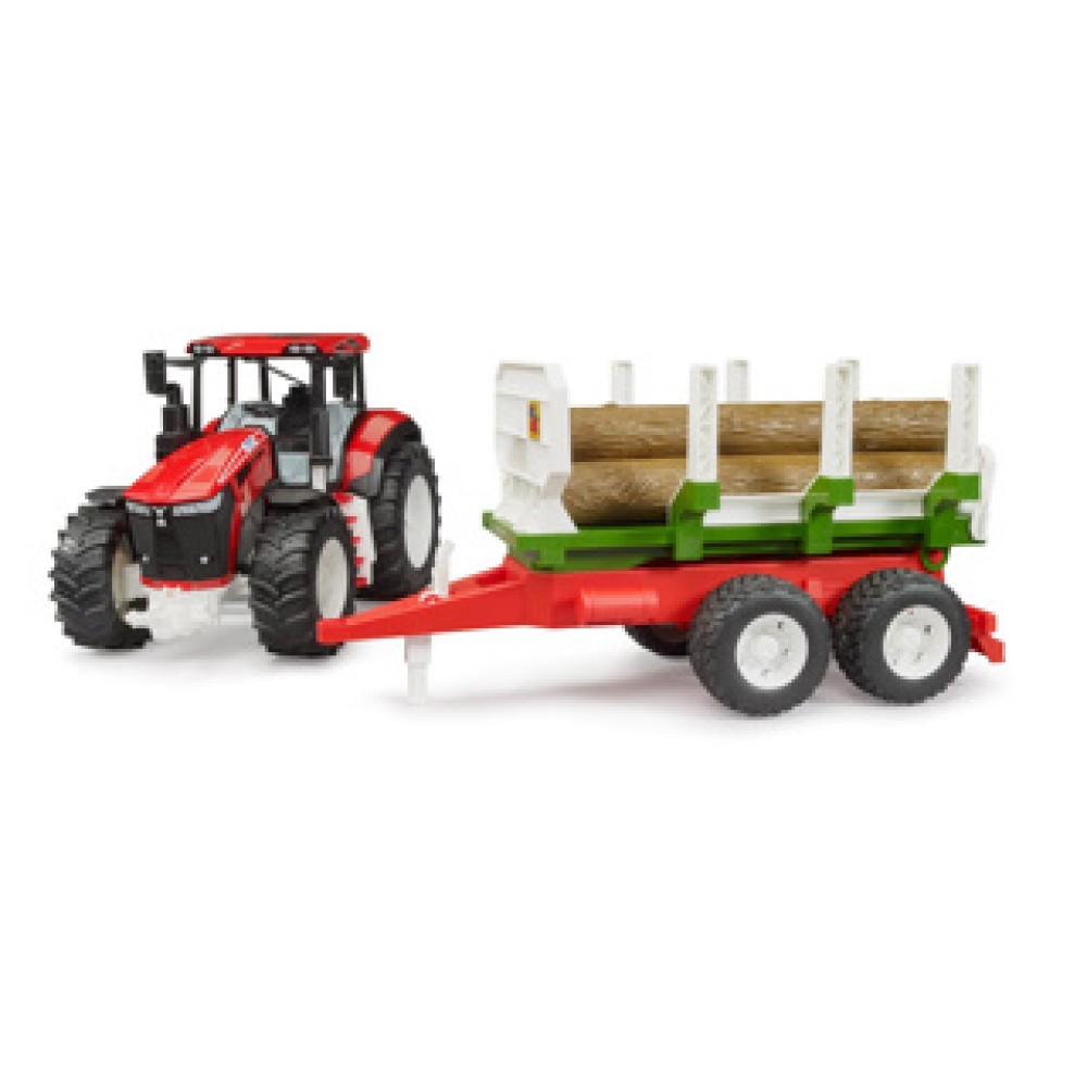 Tractor Roadmax Met Achteraanhanger En 3 Boomstammen - Afbeelding 5