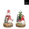 Decoratie kerstman rood groen 2 assorti FSC 100%  h14xd1cm (assortiment – willekeurige uitvoering)
