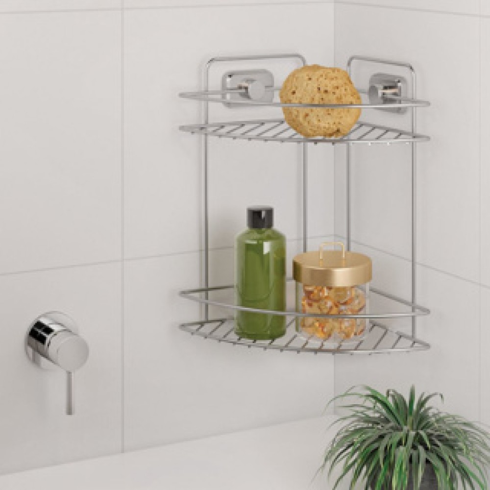 Badkamer rek hoekplank vacuum fix23x23x35 cm - Afbeelding 3