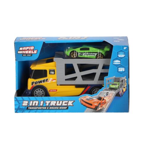 Rapid Wheels Auto transporter + Die cast auto 8 assorti (assortiment – willekeurige uitvoering)