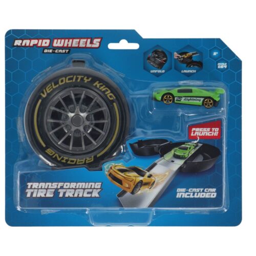 Rapid Wheels Auto launcher met die cast  auto in autoband opberg assorti (assortiment – willekeurige uitvoering)