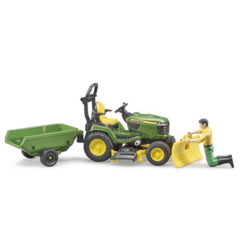 Bruder Figuur Tuinman Met Zitgrasmaaier Met Aanhanger - Afbeelding 3