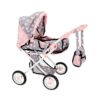 Poppenwagen 2 in 1 grijs/roze 66,5x37x69 cm