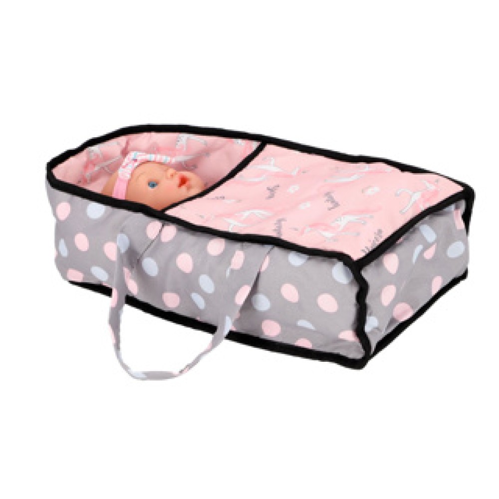 Poppenwagen 2 in 1 grijs/roze 66,5x37x69 cm - Afbeelding 2