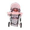 Poppenwagen 2 in 1 grijs/roze 66,5x37x69 cm