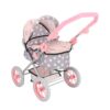 Poppenw. + verzorgingstas grijs/roze 65x35,5x75 cm
