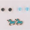 Happy Love Earring Set Blue Horses 3 Stuks