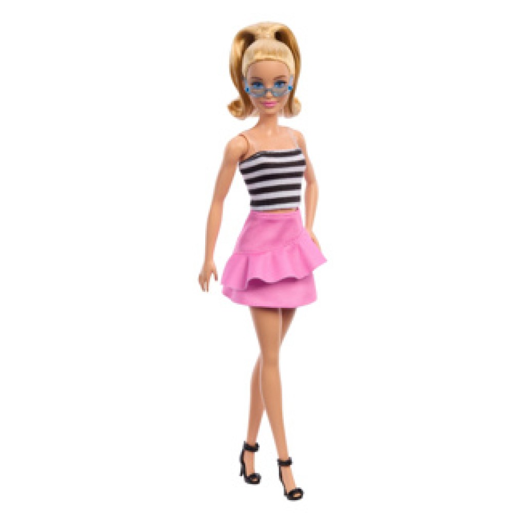 Barbie pop fashionista blond haar en streepjes top - Afbeelding 2