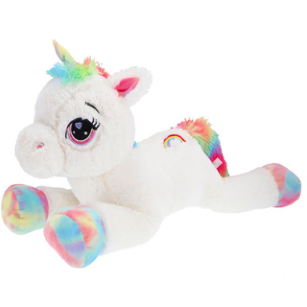 Pluchiez pluche Unicorn wit liggend 80 cm - Afbeelding 2