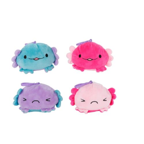 Axolotl pluche omkeer met sleutelhanger 4 assorti  10 cm (assortiment – willekeurige uitvoering)