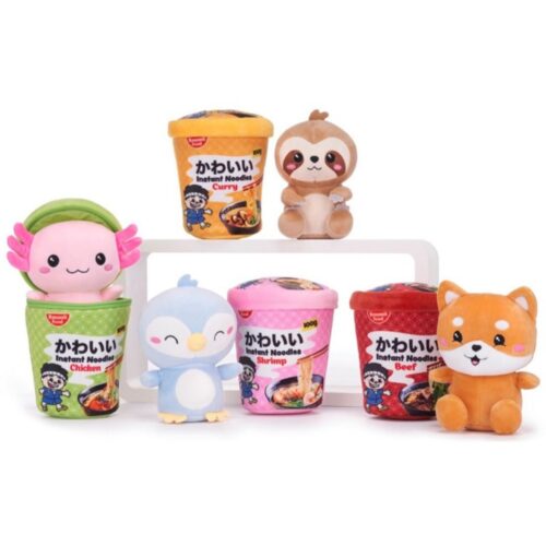 Kawaii pluche noodle pot met dier 4 asst (assortiment – willekeurige uitvoering)