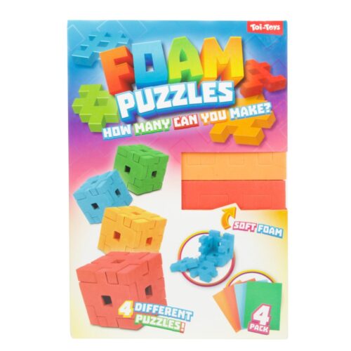 Puzzel foam kubus 3D 4 stuks assorti (assortiment – willekeurige uitvoering)