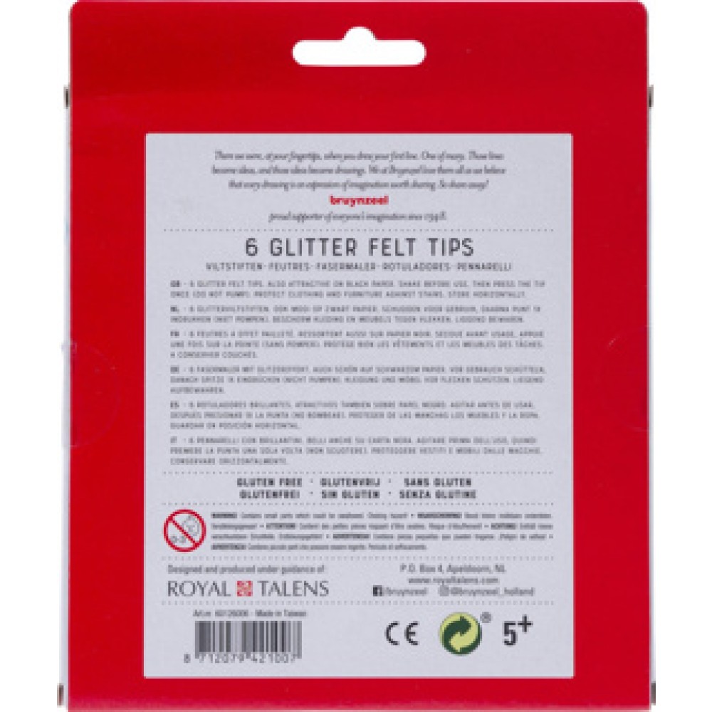 Glitter Viltstiften Bruynzeel 6 Stuks - Afbeelding 5