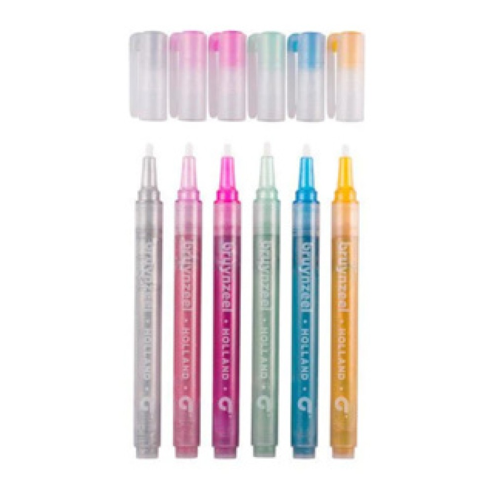 Bruynzeel glitter viltstiften pastel 6 stuks - Afbeelding 2
