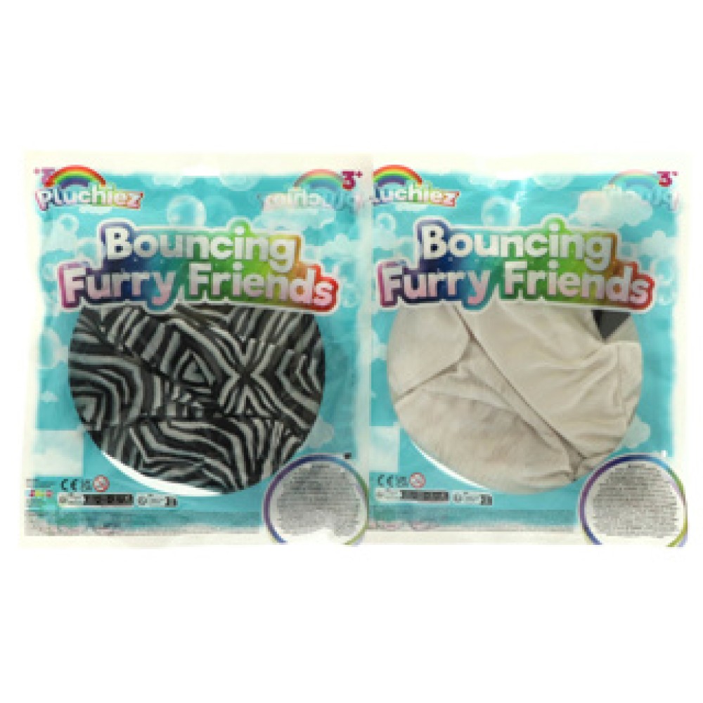 Pluchiez bouncing furry wild animals 23 cm assorti panda / zebra / tijger - Afbeelding 2