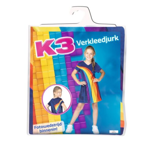 K3 Jurk Regenboog Blauw 9-11 Jaar