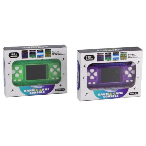 108 Games in 1 game console met kleurenscherm  groen en paars assorti (assortiment – willekeurige uitvoering)