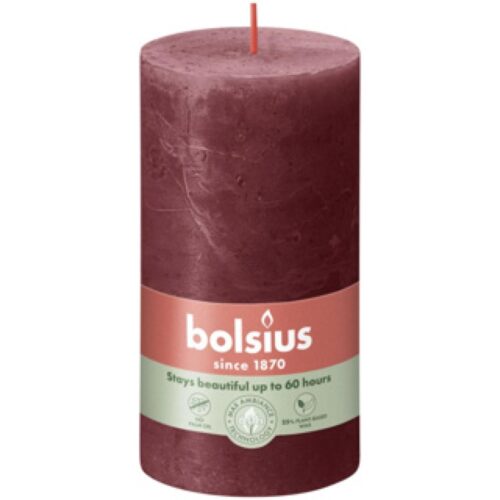 Bolsius Stompkaars Rustiek donker rood 130x68 mm