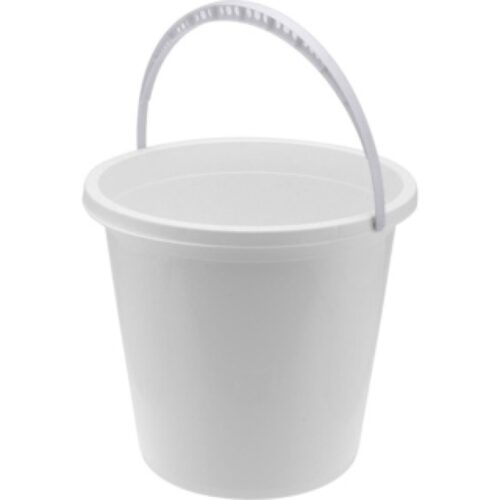 Emmer wit met plastic handvat grijs 10L