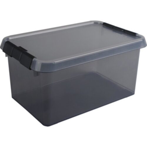 Comfort line opbergbox 6 liter transparant grijs/zwart 30 x 20 x 14,5 cm